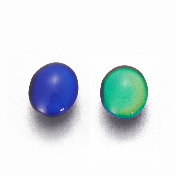 

PandaHall Glass Cabochons, Changing Color Mood Cabochons, Oval, Colorful, 10x8x4mm Glass Oval