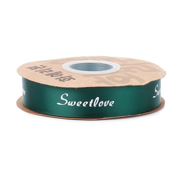 

PandaHall Polyester Grosgrain Ribbons, with Word Sweet Love, for Gifts Wrapping Party, Dark Green, 1 inch(25mm), 45m/Roll Polyester