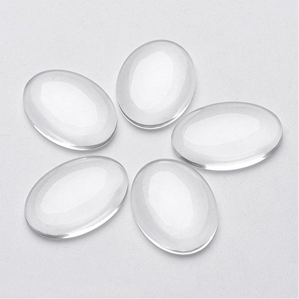 PandaHall Clear Domed Glass Cabochons for Making Pendants, Oval, 25x18mm, 5.4mm(Range: 4.9~5.9mm) thick Glass Oval Clear