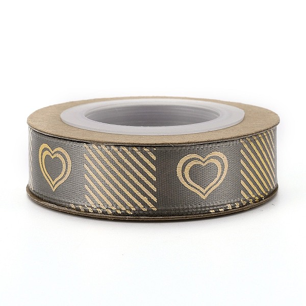 

PandaHall Polyester Ribbons, Single Face Golden Hot Stamping, for Gifts Wrapping, Party Decoration, Heart Pattern, Rosy Brown, 5/8 inch...