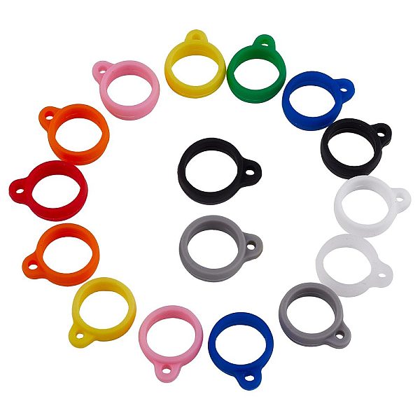 PandaHall GORGECRAFT 1 Box 70PCS 10 Colors Anti-Lost Silicone Rubber Rings 13mm Inner Diameter Lostproof O Rings Adjustable Necklace Band...