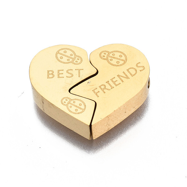 

PandaHall 304 Stainless Steel Beads, Heart with Word, Golden, 14.5x11x3mm, Hole: 1.8mm 304 Stainless Steel Heart