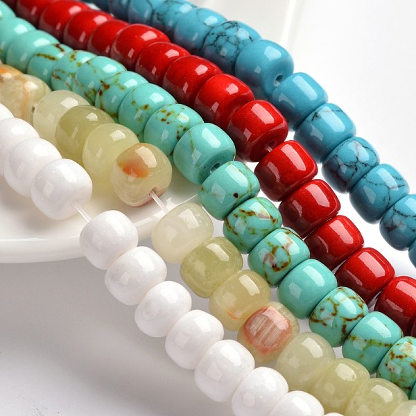 

PandaHall Natural Gemstone Column Bead Strands, Mixed Color, 8x6mm, Hole: 1mm, about 70pcs/strand, 15.75 inch Natural Gemstone Column..., Multicolor