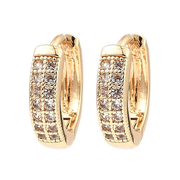 

PandaHall Brass Micro Pave Cubic Zirconia Hoop Earring, Round, Light Gold, 13.5x3.5mm Cubic Zirconia Round Clear