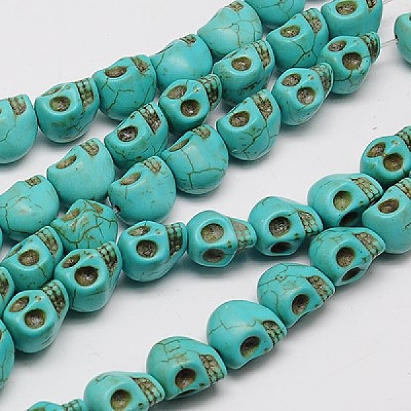 

PandaHall Synthetic Turquoise Beads Strands, Dyed, Skull, Medium Turquoise, 12x10x11mm, Hole: 1mm, about 506pcs/1000g Synthetic Turquoise..., Cyan