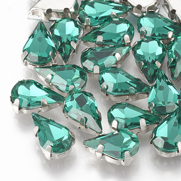 

PandaHall Sew on Rhinestone, Multi-strand Links, Glass Rhinestone, with Brass Prong Settings, Garments Accessories, Faceted, teardrop..., Green