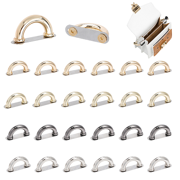 

PandaHall WADORN 24 Sets 4 Colors Zinc Alloy Bag Suspension Clasps, Metal Arch Bridge Hardware, with Screws & Spacer, Semi-Circle, Mixed...