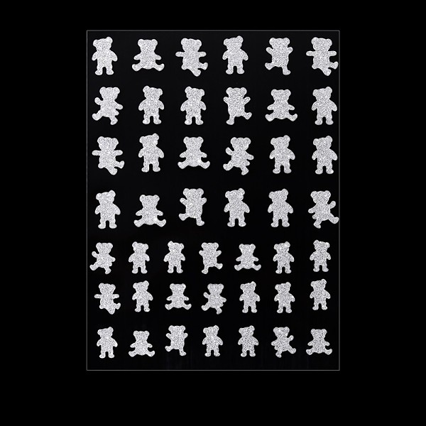 

PandaHall Resin Nail Art Glitter Stickers, Self Adhesive, for Nail Tips Decorations, Bear Pattern, 10x7.8cm Paper Bear Silver