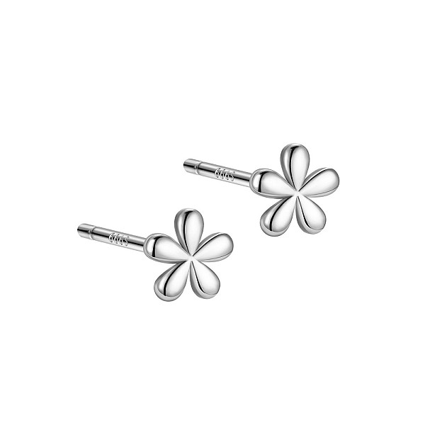 

PandaHall Rhodium Plated 999 Sterling Silver Flower Stud Earrings for Women, with 999 Stamp, Platinum, 4x4mm Sterling Silver Flower