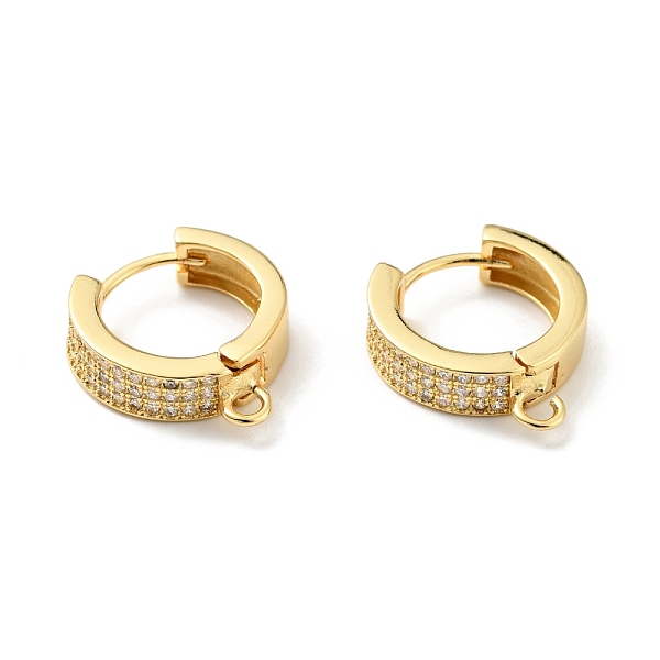 

PandaHall Rack Plating Brass Micro Pave Clear Cubic Zirconia Hoop Earrings Findings, with Horizontal Loops, Round, Cadmium Free & Nickel...