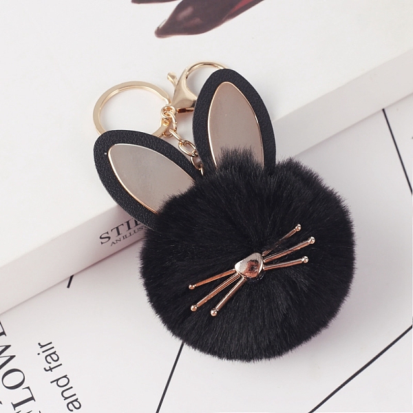 

PandaHall Faux Fur Cat Pendant Keychain, Cute Kitten Golden Tone Alloy Key Ring Ornament, Black, 15x8cm Alloy Cat Shape Black