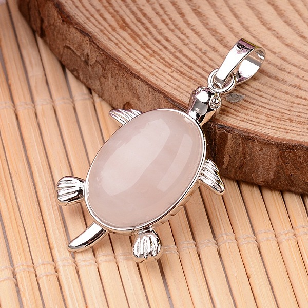 

PandaHall Tortoise Platinum Tone Brass Rose Quartz Pendants, 34x21x7mm, Hole: 5x7mm Rose Quartz Tortoise