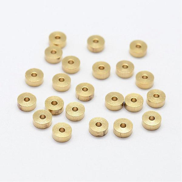 

PandaHall Brass Spacer Beads, Flat Round, Nickel Free, Raw(Unplated), 5x2mm, Hole: 1.5mm Brass Flat Round