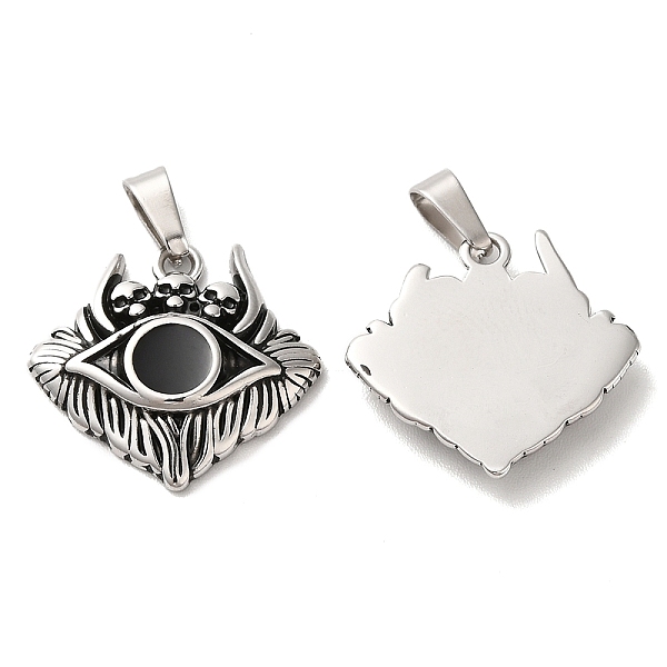 

PandaHall 304 Stainless Steel Enamel Pendants, with 201 Stainless Steel Snap On Bails, Evil Eye Charm, Antique Silver, 18x19.5x3mm, Hole..., Black