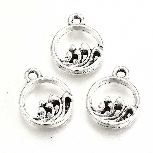 

PandaHall Tibetan Style Alloy Charms, Lead Free & Cadmium Free, Flat Round with Spindrift, Antique Silver, 14x11x3mm, Hole: 1.5mm, about...