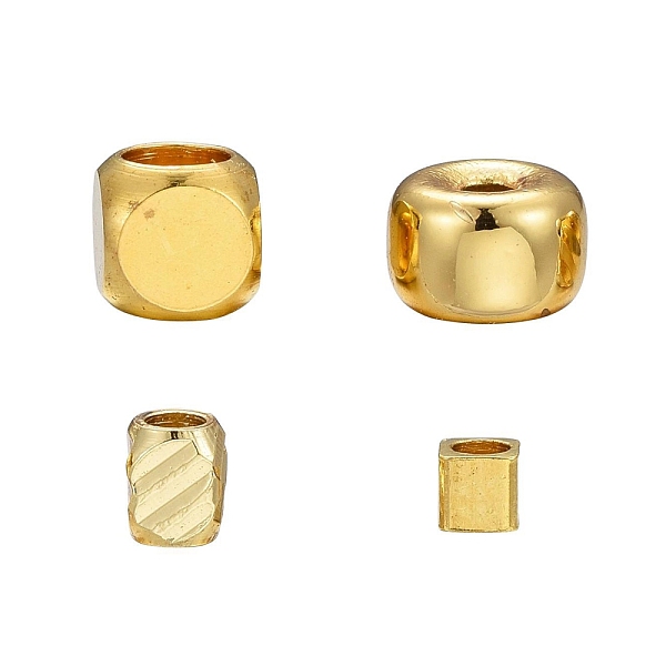 

PandaHall 60Pcs 4 Style Brass Spacer Beads Set, Long-Lasting Plated, Rondelle & Cube & Cuboid, Golden, 15Pcs/Style Brass Mixed Shapes