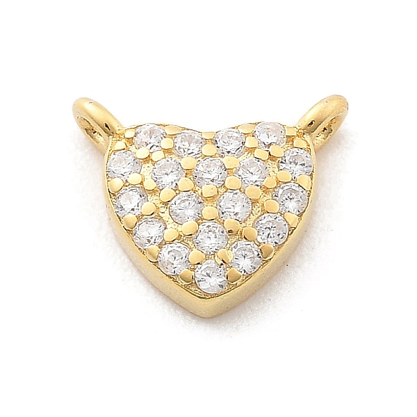925 breloque en argent sterling avec micro pavé de zircones cubiques transparentes en forme de cœur