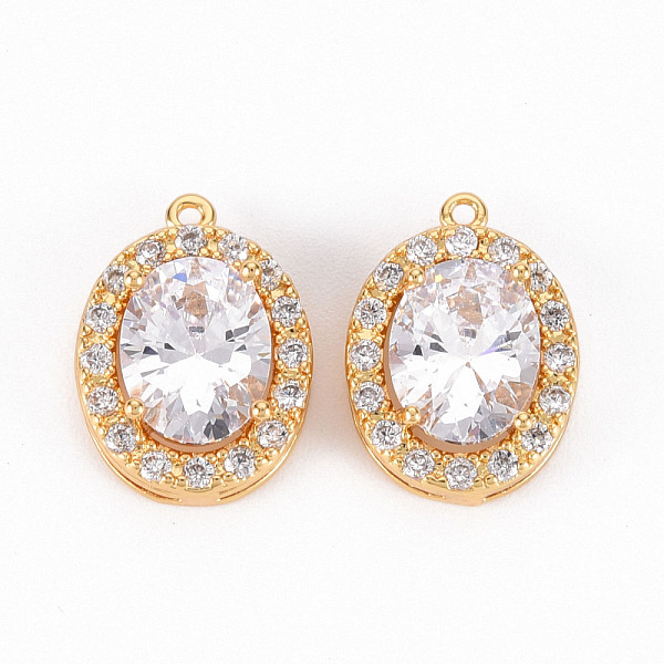 

PandaHall Brass Micro Pave Clear Cubic Zirconia Pendants, Oval, Real 18K Gold Plated, 15x11x4.5mm, Hole: 0.9mm Brass+Cubic Zirconia Oval...