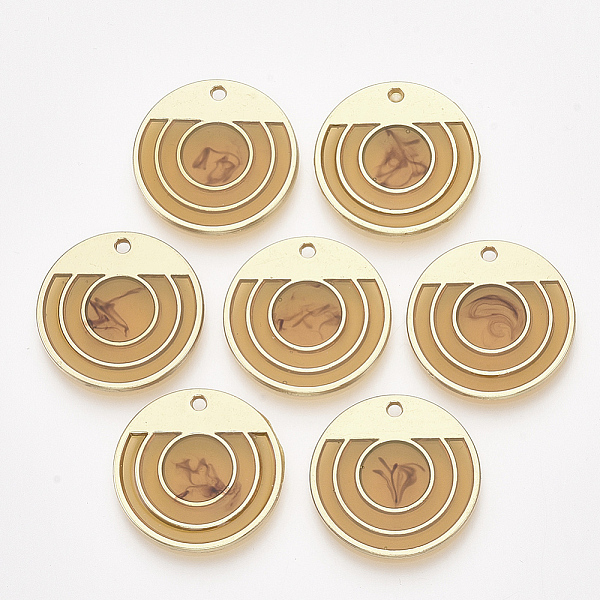 

PandaHall Epoxy Resin Pendants, with Alloy Findings, Flat Round, Golden, Goldenrod, 23x2mm, Hole: 1.6mm Alloy+Epoxy Resin Flat Round Gold