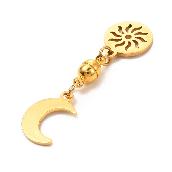 

PandaHall Round Brass Magnetic Clasps with Loops, with 304 Stainless Steel Charms & Jump Rings, Moon & Sun, Golden, 43mm 304 Stainless Steel...