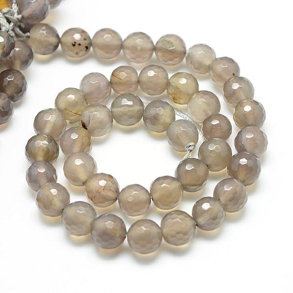 

PandaHall Natural Grey Agate Bead Strands, Faceted, Round, 4~5mm, Hole: 1mm, about 93~95pcs/strand, 14.5~14.7 inch Grey Agate Round