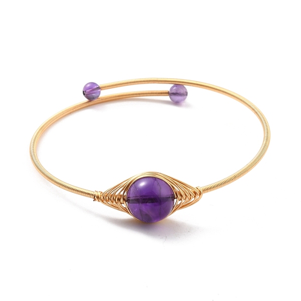 

PandaHall Natural Amethyst Wrapped Cuff Bangle, Golden Brass Torque Bangle for Women, Lead Free & Cadmium Free, Inner Diameter: 2-1/4 inch...