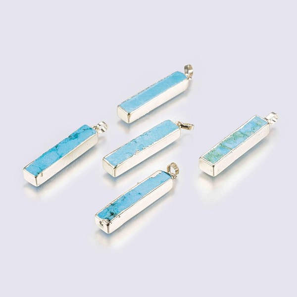 

PandaHall Natural Howlite Pendants, with Brass Findings, Dyed, Rectangle, Golden, 37x7.5~8x5.5~6mm, Hole: 4x6mm Howlite Rectangle