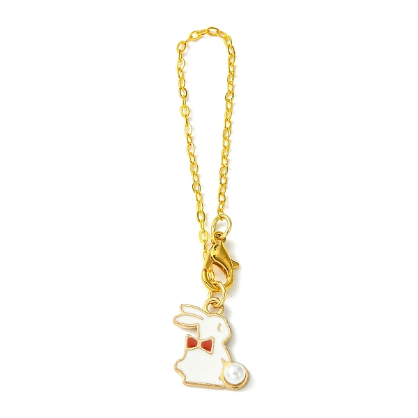 

PandaHall Alloy Enamel Rabbit Cup Pendant Decorations, with Brass Flat Oval Cable Chains, Indian Red, 130mm Alloy+Enamel Rabbit