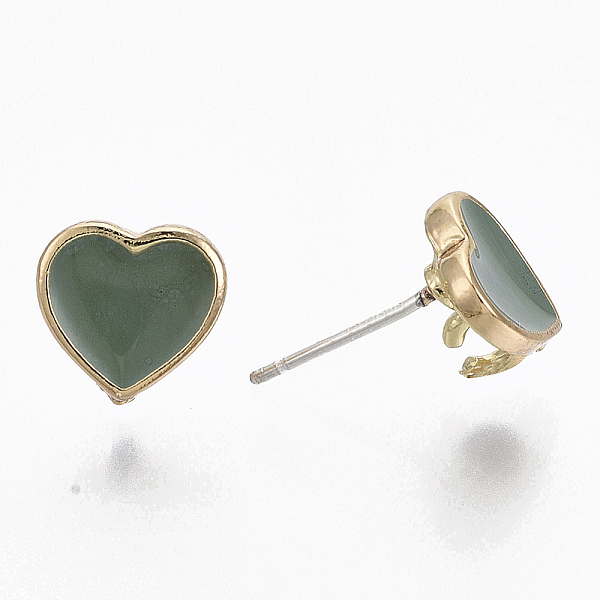 

PandaHall Alloy Enamel Stud Earring Findings, with Loop and Cupronickel Pin, Heart, Golden, Dark Sea Green, 9x9mm, Hole: 3mm, Pin: 0.7mm...