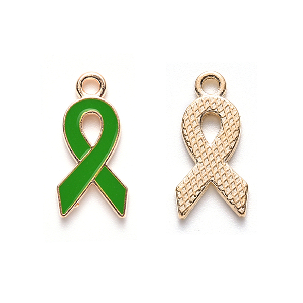 

PandaHall Alloy Enamel Pendants, Cadmium Free & Lead Free, Awareness Ribbon Shape, Light Gold Plated, Lime Green, 20x10x2mm, Hole: 2mm...