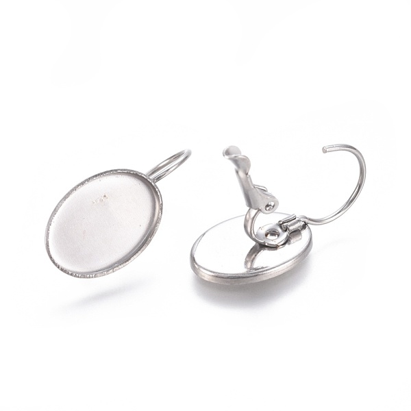 

PandaHall 304 Stainless Steel Leverback Earring Findings, Cabochon Settings, Oval, Stainless Steel Color, Tray: 14x10mm, 23mm, Pin: 0.9mm...