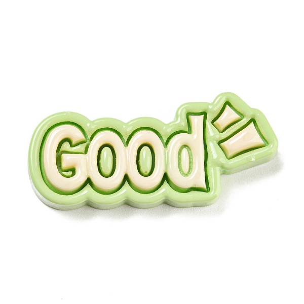 

PandaHall Opaque Resin Cabochons, Cartoon Word Good, Pale Green, 15.5x35x6mm Resin Word