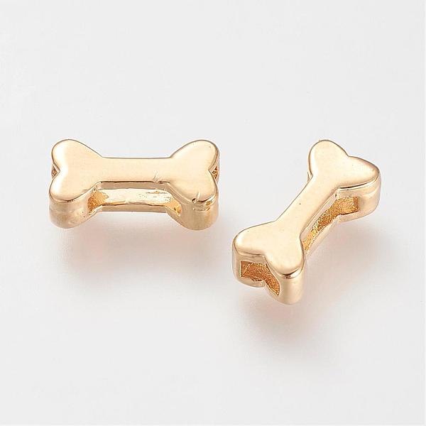 

PandaHall Brass Slide Charms, Bone, Nickel Free, Real 18K Gold Plated, 12x6x4mm, Hole: 6x1mm & 3x1.5mm Brass Skull