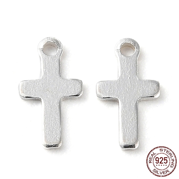 

PandaHall 925 Sterling Silver Cross Chain Extender Drops, Chain Tabs, Silver, 7x3.5x0.4mm, Hole: 0.7mm Sterling Silver Cross