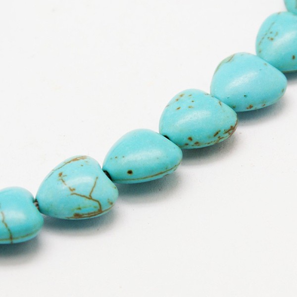 

PandaHall Heart Synthetic Turquoise Beads Strands, Dyed, Turquoise, 14x14x7mm, Hole: 1mm, about 30pcs/strand, 15.7 inch Synthetic Turquoise..., Green