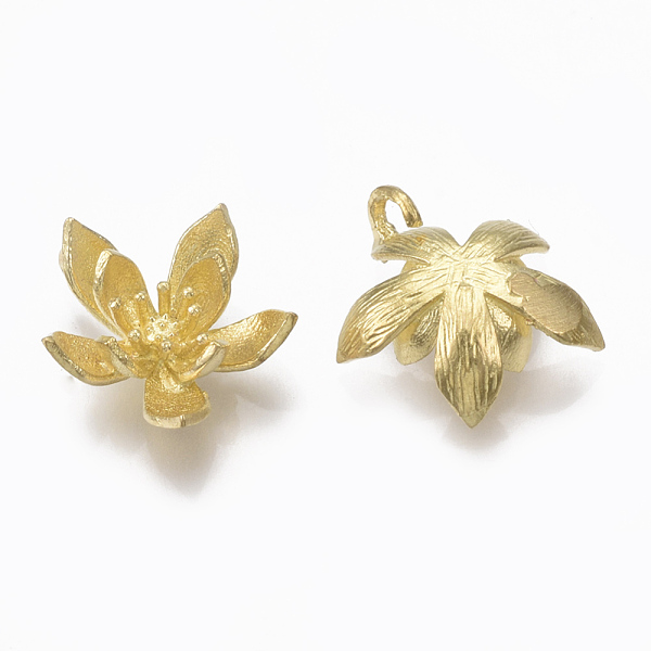 

PandaHall Brass Charms, Nickel Free, Flower, Raw(Unplated), 14x14x6mm, Hole: 1.5mm Brass Flower