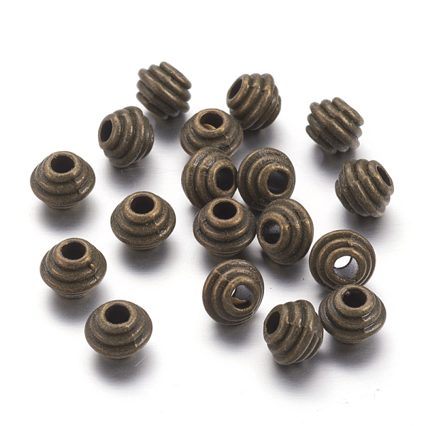 PandaHall Tibetan Style Alloy Spacer Beads, Rondelle, Lead Free & Cadmium Free, Antique Bronze, 5x6.5mm, Hole: 2.5mm Alloy Rondelle