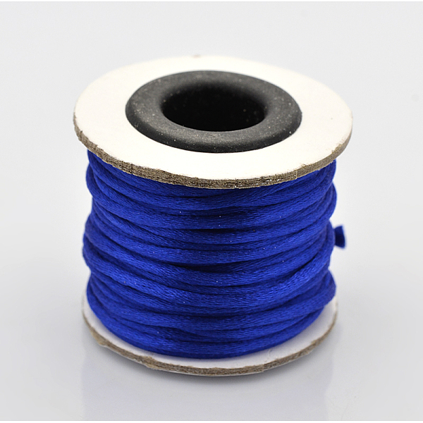 

PandaHall Macrame Rattail Chinese Knot Making Cords Round Nylon Braided String Threads, Satin Cord, Blue, 2mm, about 10.93 yards(10m)/roll...