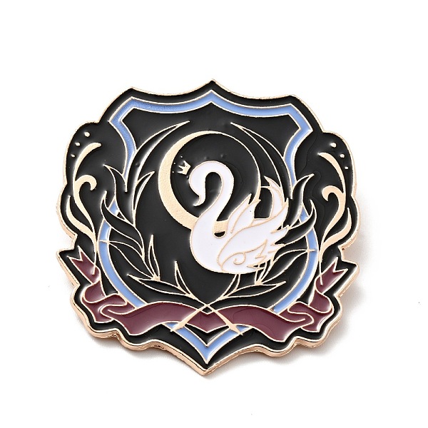 

PandaHall Swan Enamel Pin, Academy Theme Alloy Badge for Backpack Clothes, Rose Gold, Black, 50.5x49x1.5mm Alloy+Enamel Black