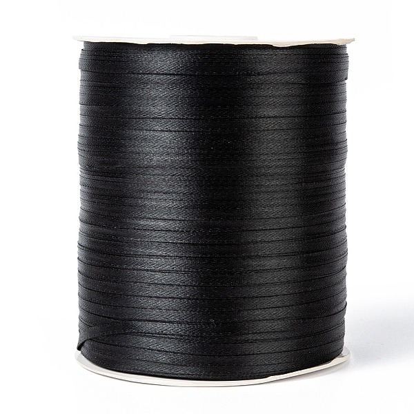 

PandaHall Double Face Satin Ribbon, Polyester Ribbon, Black, 1/8 inch(3mm) wide, about 880yards/roll(804.672m/roll) Polyester None Black