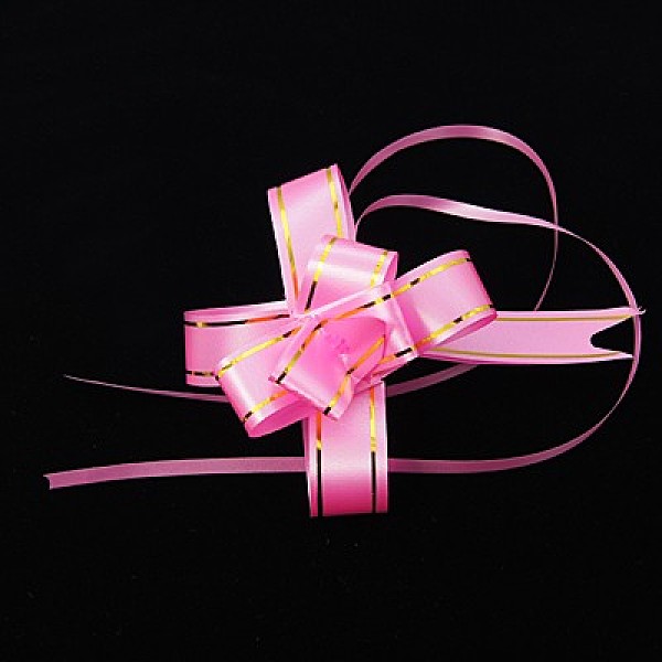 PandaHall Handmade Elastic Packaging Ribbon Bows, Nice for Packing Decorations, Pink, 70mm Ribbon Pink