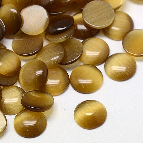 

PandaHall Cat Eye Cabochons, Half Round, Sienna, 18x3mm Glass Half Round Brown