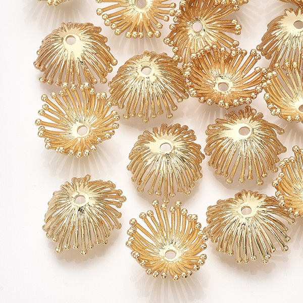 

PandaHall Brass Bead Cap, Flower, Real 18K Gold Plated, 16~17x14~15x7~8mm, Hole: 1.5mm Brass
