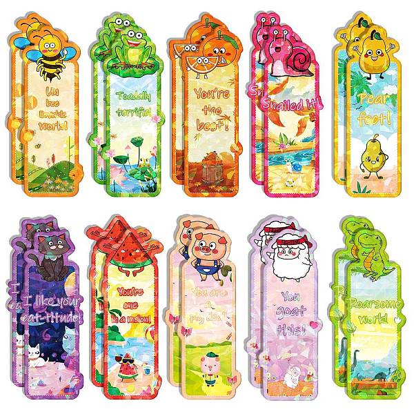 

PandaHall 20 Sheets Laser Cute Paper Bookmark, Homophonic Bookmarks for Booklover, Rectangle with Animal Pattern, Mixed Color, 125x43x0.4mm..., Multicolor