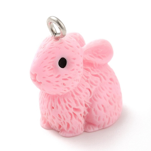 

PandaHall Opaque Resin Pendants, 3D, Rabbit Charm, with Platinum Tone Iron Loops, Pink, 21x12.5x22mm, Hole: 2mm Iron+Resin Rabbit Pink