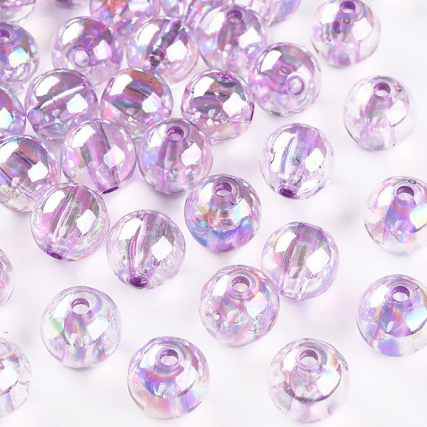 

PandaHall Transparent Acrylic Beads, AB Color Plated, Round, Lilac, 12x11mm, Hole: 2.5mm, about 566pcs/500g Acrylic Round Purple