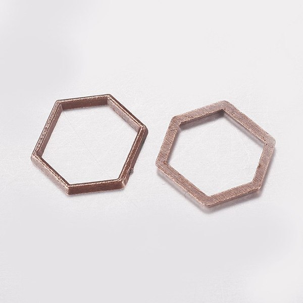 

PandaHall Alloy Linking Rings, Hexagon, Red Copper, 12x14x1mm Alloy Hexagon