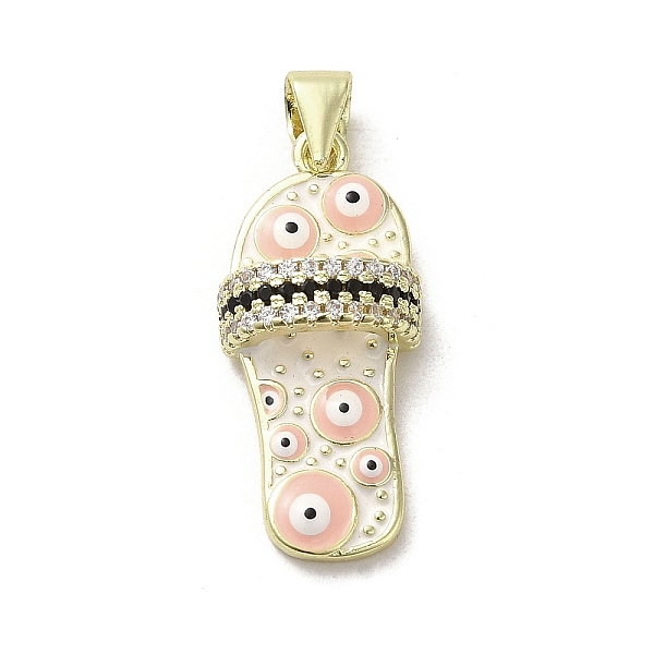 

PandaHall Brass Micro Pave Cubic Zirconia Pendants, with Enamel, Real 18K Gold Plated, Slipper with Evil Eye, White, 23x10.5x5mm, Hole...
