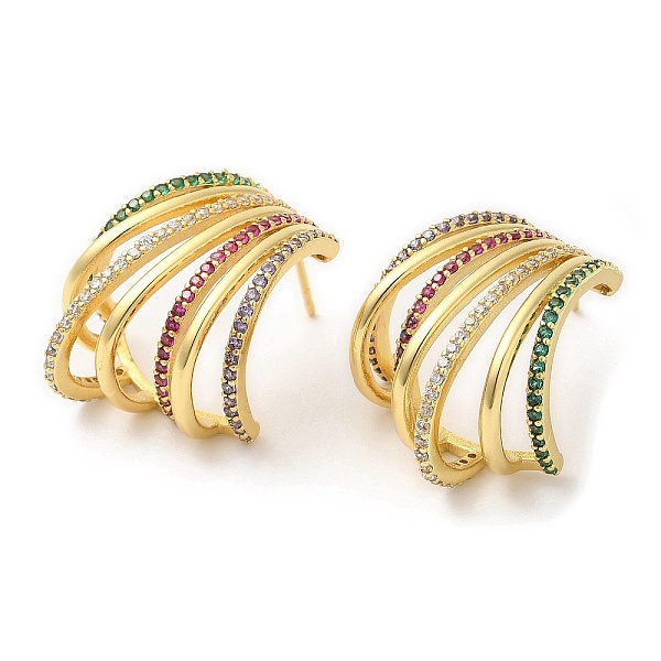 

PandaHall Colorful Rhinestone Claw Stud Earrings, Rack Plating Brass Earrings for Women, Lead Free & Cadmium Free, Real 18K Gold Plated...