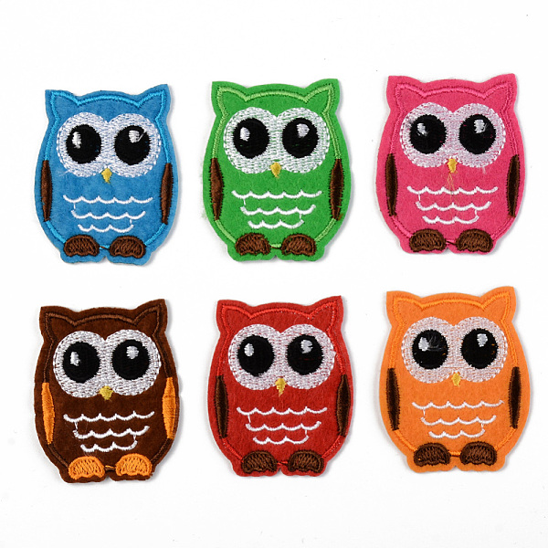 

PandaHall Computerized Embroidery Cloth Iron on/Sew on Patches, Appliques, Costume Accessories, Owl, Mixed Color, 51x41.5x1.5mm, about 6..., Multicolor
